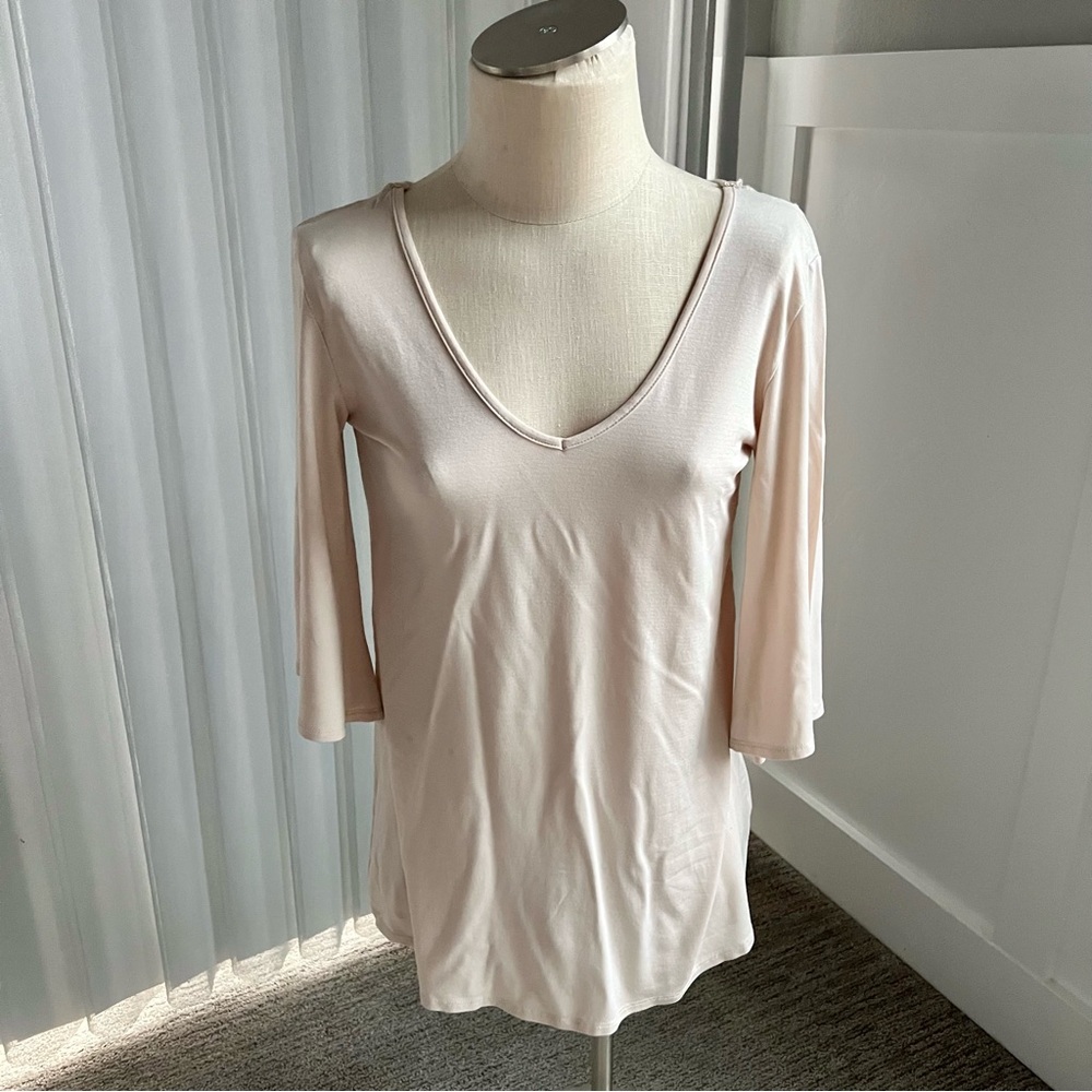 BKE Red Bamboo Top with Knit Detail Size Small